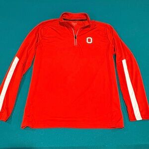 Men's Scarlet Long Sleeve Tee with White Stripes-Pull-Over excellent for golfing